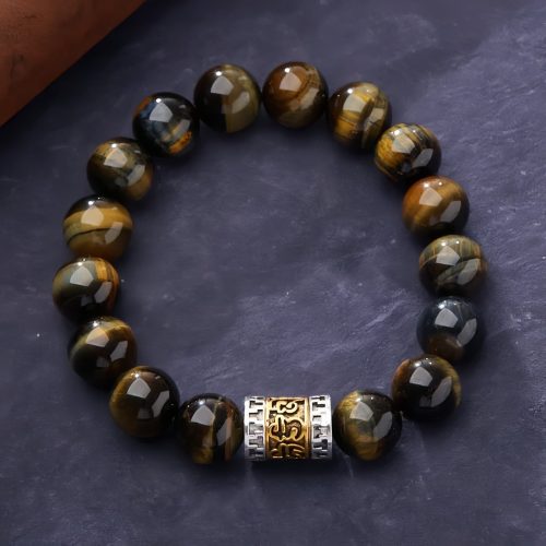 Pulsera de Coraje de Ojo de Tigre con las Seis Palabras Verdaderas Pulsera de Coraje de Ojo de Tigre con las Seis Palabras Verdaderas