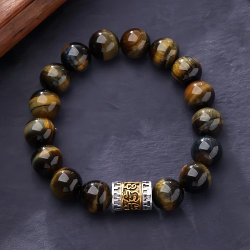 Pulsera de Coraje de Ojo de Tigre con las Seis Palabras Verdaderas Pulsera de Coraje de Ojo de Tigre con las Seis Palabras Verdaderas
