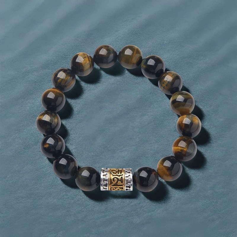 Pulsera de Coraje de Ojo de Tigre con las Seis Palabras Verdaderas Tiger Eye Courage Bracelet with Six True Words