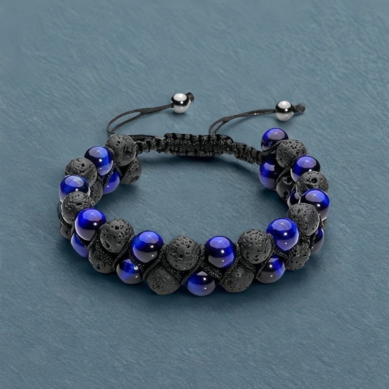 Pulsera de Protección Ojo de Tigre y Roca de Lava Protection Tiger's Eye Lava Rock Bracelet