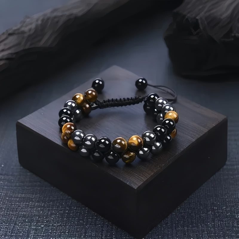 Pulsera de Protección Ojo de Tigre y Roca de Lava Protection Tiger's Eye Lava Rock Bracelet