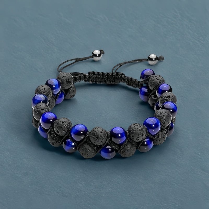 Pulsera de Protección Ojo de Tigre y Roca de Lava Protection Tiger's Eye Lava Rock Bracelet