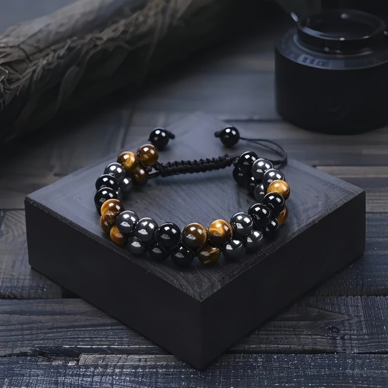 Pulsera de Protección Ojo de Tigre y Roca de Lava Protection Tiger's Eye Lava Rock Bracelet