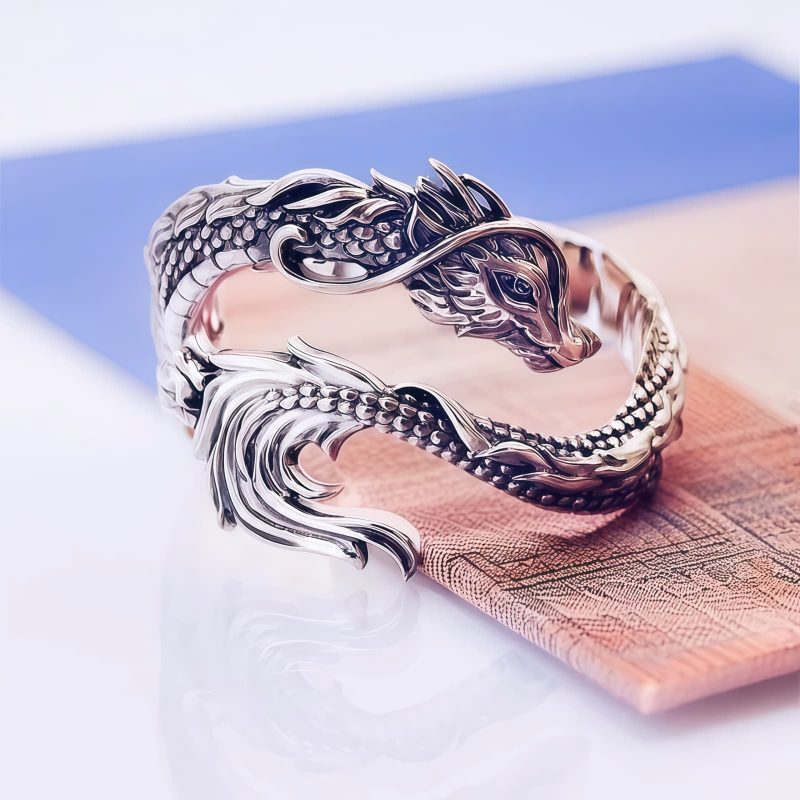 Anillo de Protección con Diseño de Dragón Vintage de Aleación de Zinc Vintage Dragon Pattern Zinc Alloy Protection Ring
