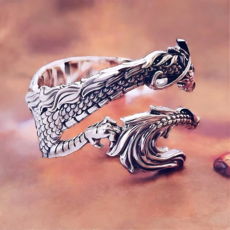 Anillo de Protección con Diseño de Dragón Vintage de Aleación de Zinc Vintage Dragon Pattern Zinc Alloy Protection Ring