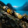 Pulsera de Coraje Ojo de Tigre Azul Amarillo Yellow Blue Tiger Eye Courage Bracelet