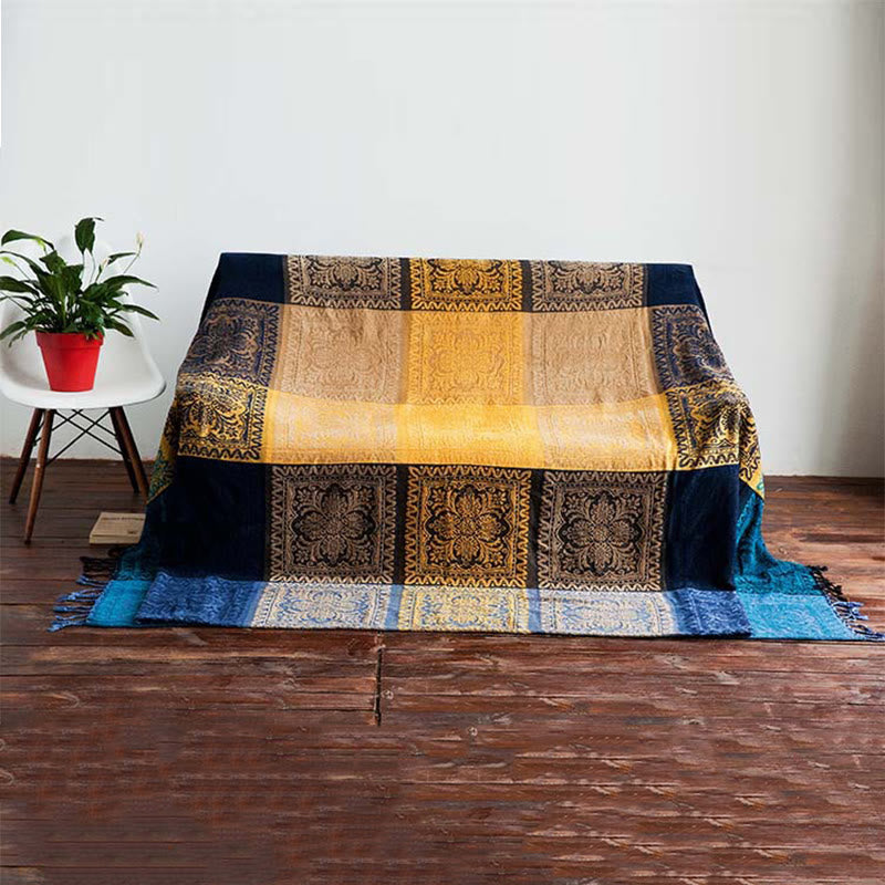 Tibetan Hand-Dyed Flower Pattern Blanket