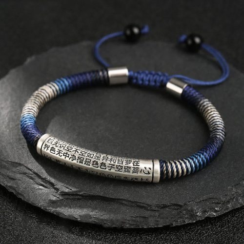 999 Sterling Silver Heart Sutra Braided Bracelet