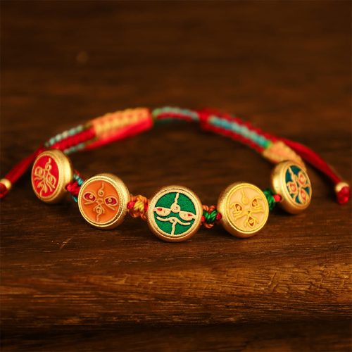 Tibetan Five Gods of Wealth Colorful Rope Bracelet