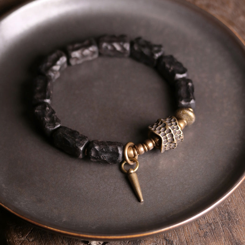 Ebony Wood Copper Balance Couple Bracelet