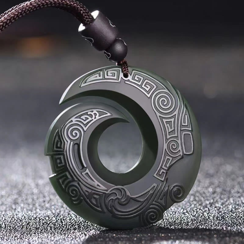 Hetian Cyan Jade Luck Necklace Pendant