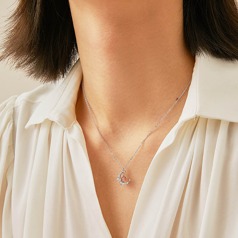 Strawberry Quartz Blue Crystal Healing Necklace