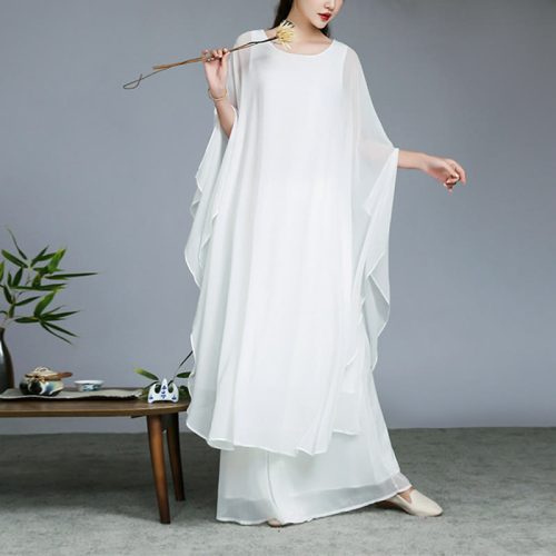 Chiffon Zen Midi Dress & Wide Leg Pants