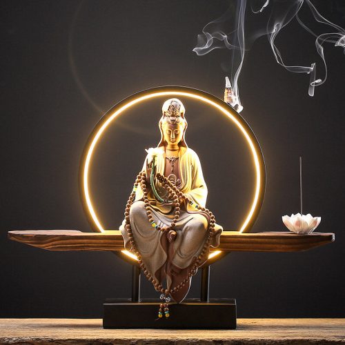 Ceramic Avalokitesvara Lotus Incense Burner