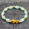 Pulsera de la Fortuna con Pixiu Dorado y Ágata Roja Golden Pixiu Wealth Bracelet with Red Agate