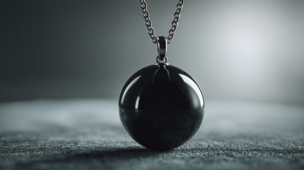 Bola obsidian hitam yang dipoles atau liontin.
