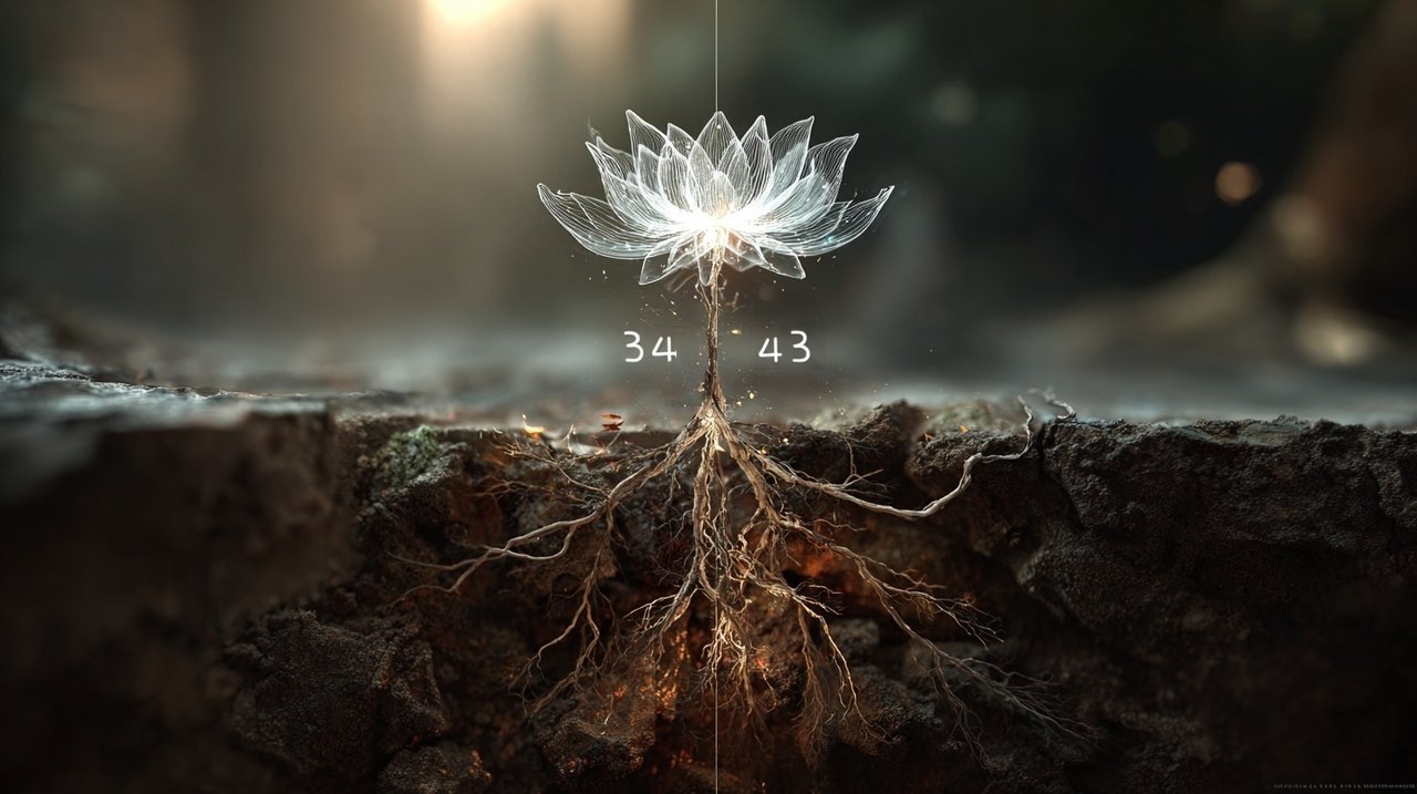 A balanced visual representing spiritual growth and stable foundations, with subtle numerical elements.