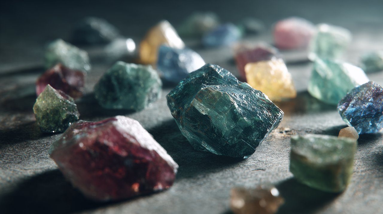 Assortment of vibrant Aventurine crystals