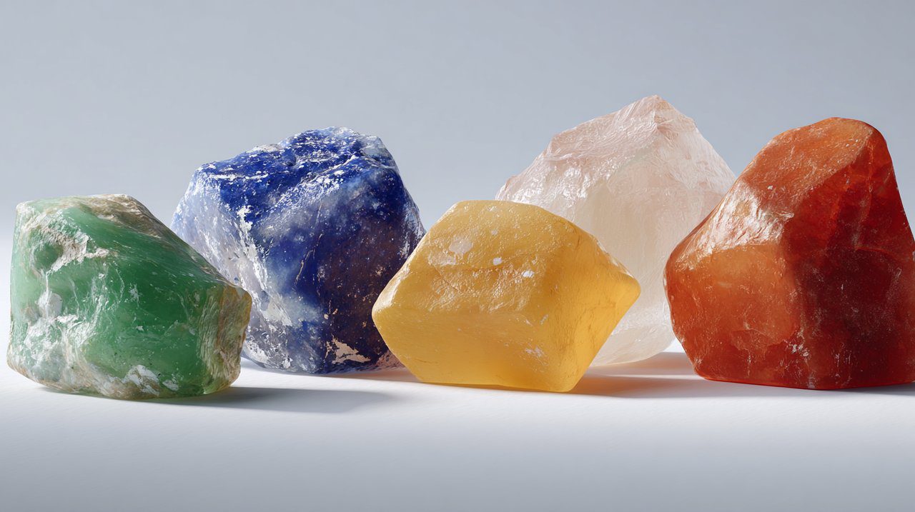 Different colored Aventurine crystals