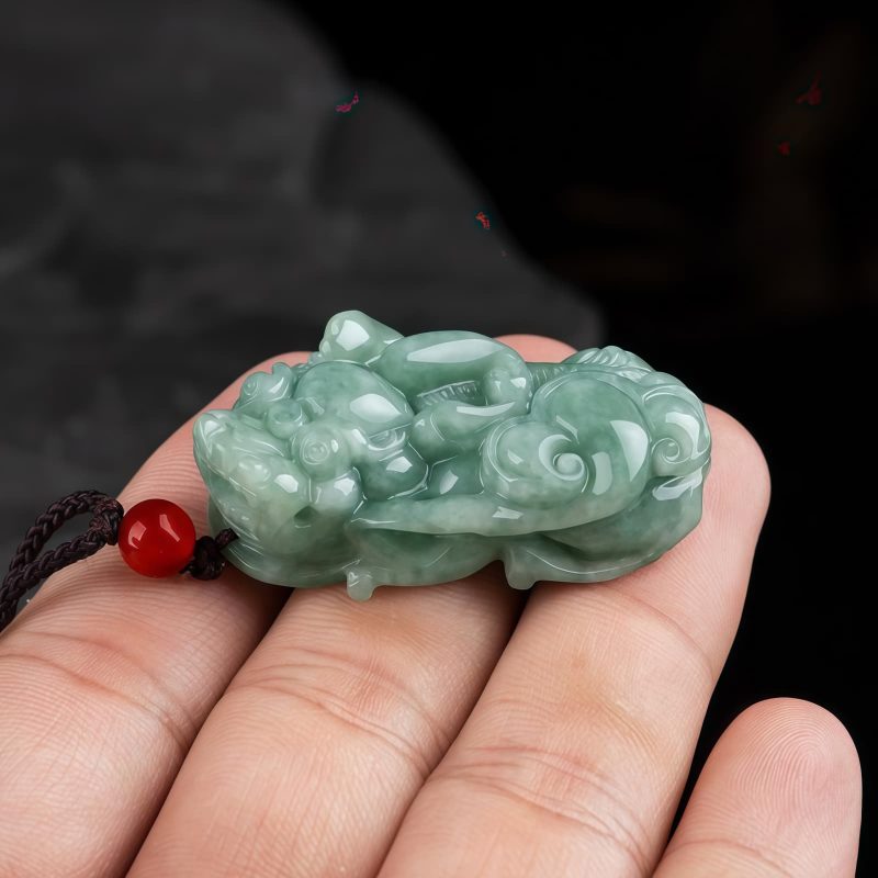 Colar Pingente de Riqueza PiXiu de Jade Jade PiXiu Wealth Pendant Necklace