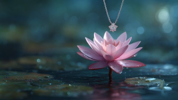 Un hermoso collar de flor de loto con un loto en flor.