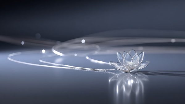 Un collar de flor de loto brillando con energía espiritual.