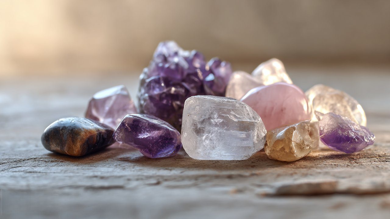 A selection of various healing gemstones