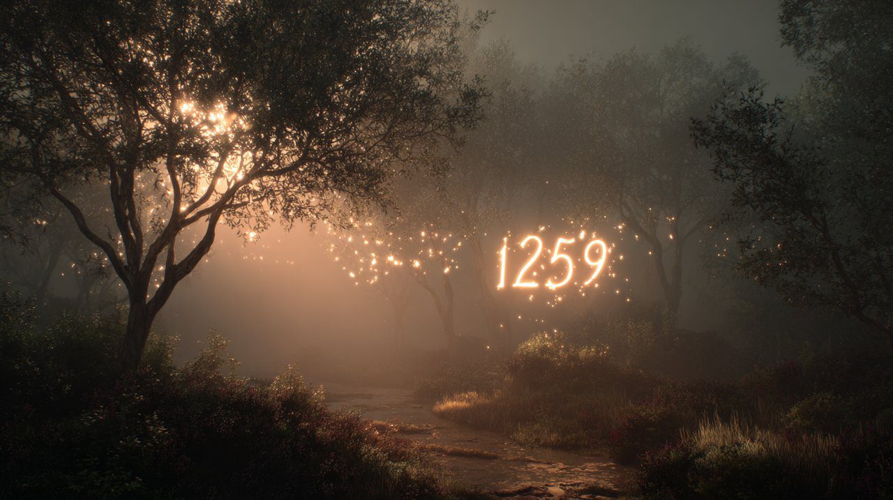 The angel number 1259 glowing with spiritual energy