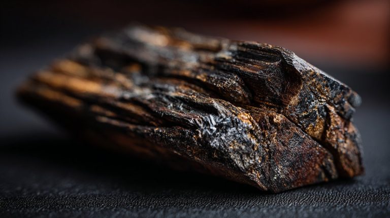 A close-up of high-grade aloes wood