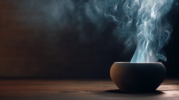 مبخرة بخور متدفق عكسي مع دخان يتساقط للأسفل.