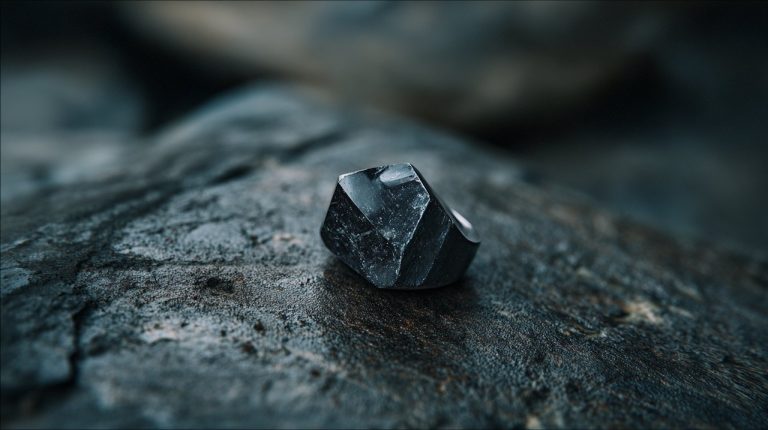A black onyx stone symbolizing strength and protection.