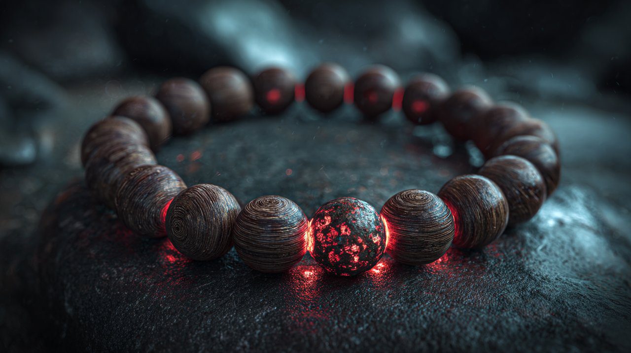 Gelang Buddha Power bersinar dengan energi pelindung.