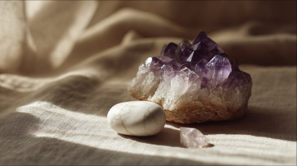 Amethyst and Howlite stones for healing