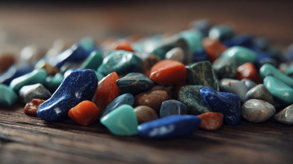 Verschiedene Natursteine, die in buddhistischen Ringen verwendet werden.