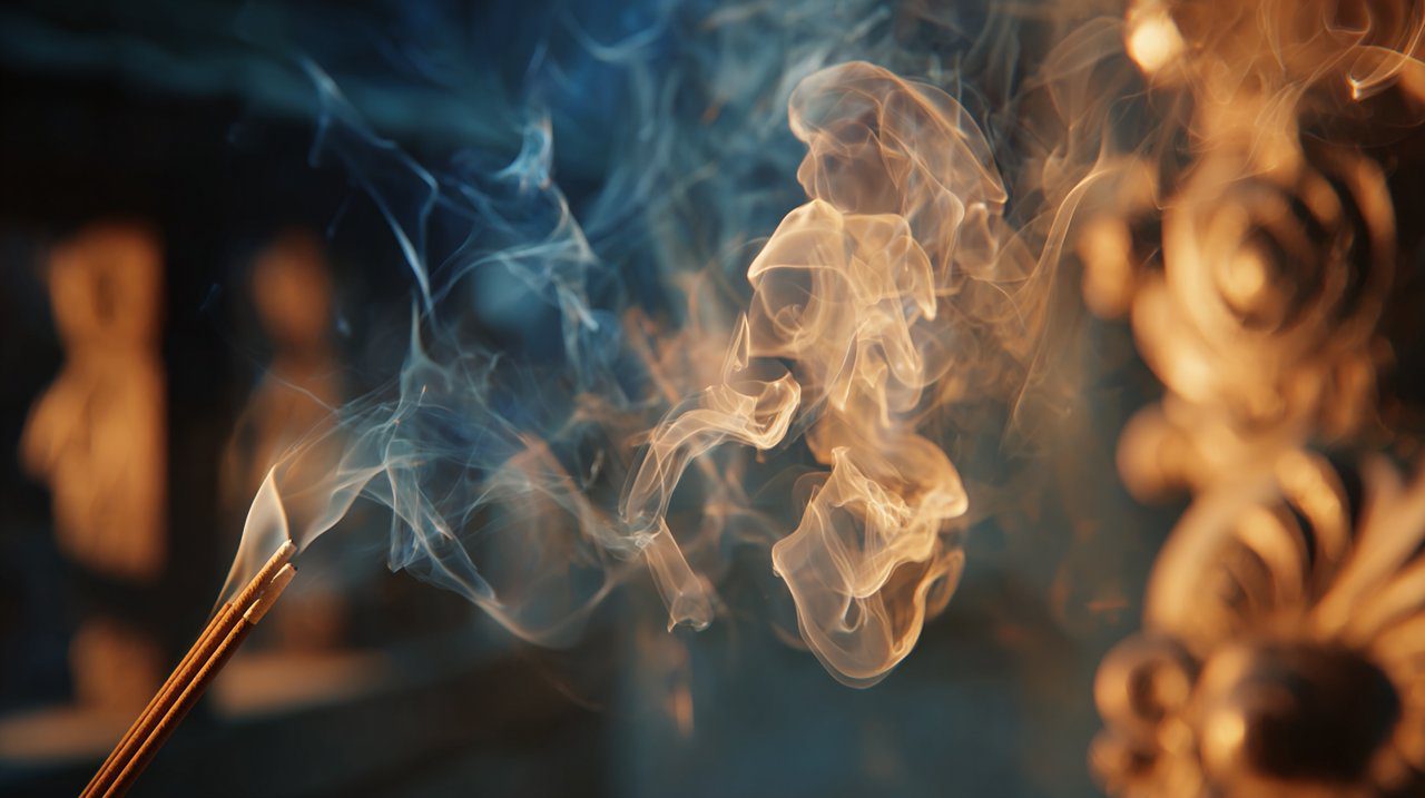 Smoke of dragon incense rising gracefully