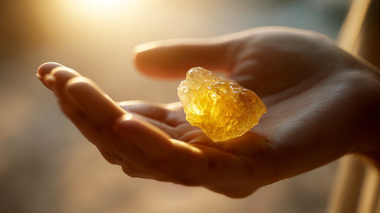 A yellow crystal illuminating the solar plexus chakra.