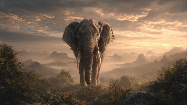 A majestic elephant symbolizing wisdom and strength.