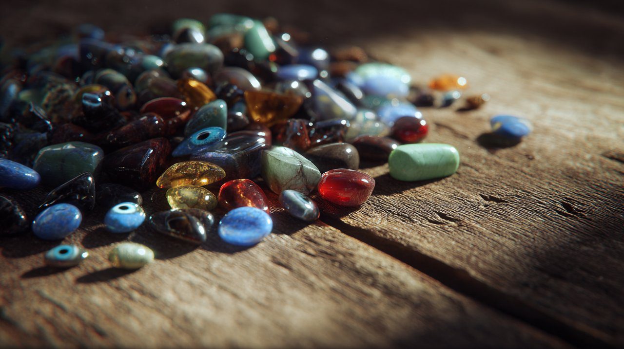 Collection of evil eye amulets in various colors