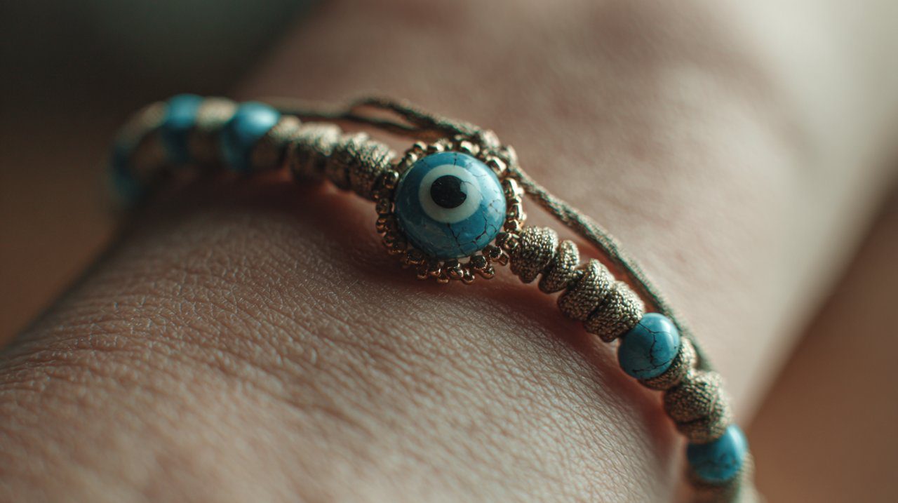 A blue evil eye bracelet