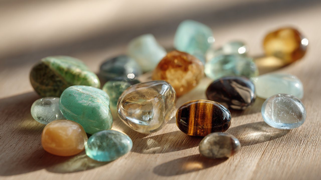 A collection of small Gemini birthstones