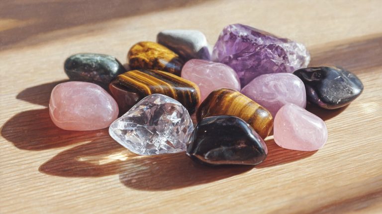 Assortment of natural energy gemstones