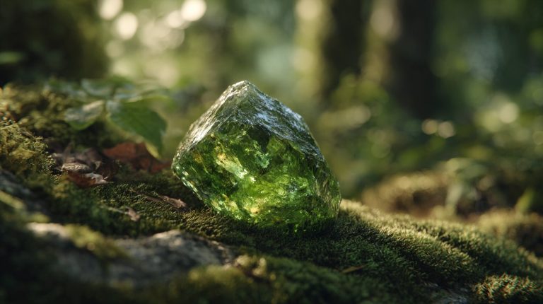 A vibrant green garnet stone