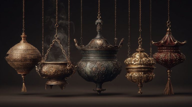Collection of diverse hanging incense burner designs.