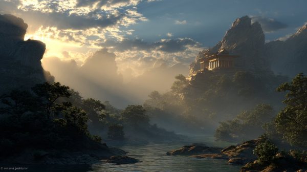 Una serena representación del despertar espiritual y la esencia de Om Mani Padme Hum.
