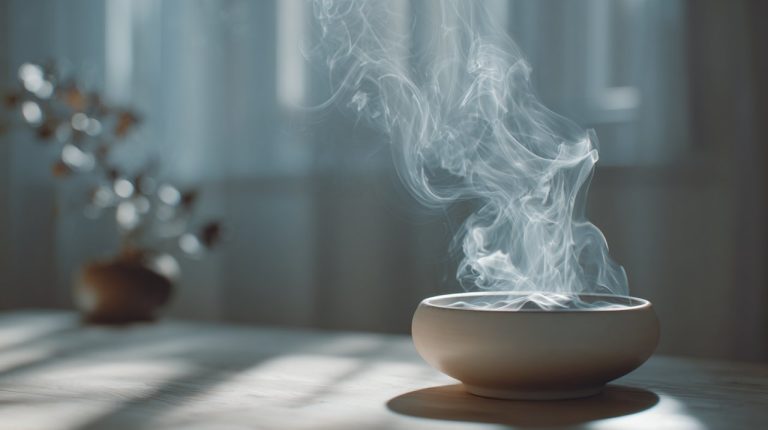 A serene waterfall smoke burner with cascading smoke.