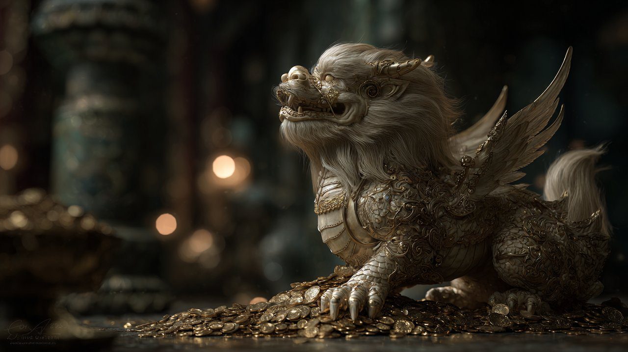 A mythical Pixiu creature statue