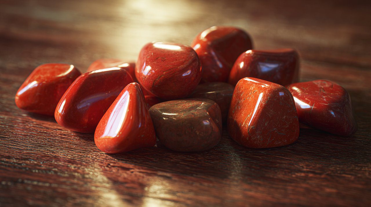 Red jade stones symbolizing good fortune