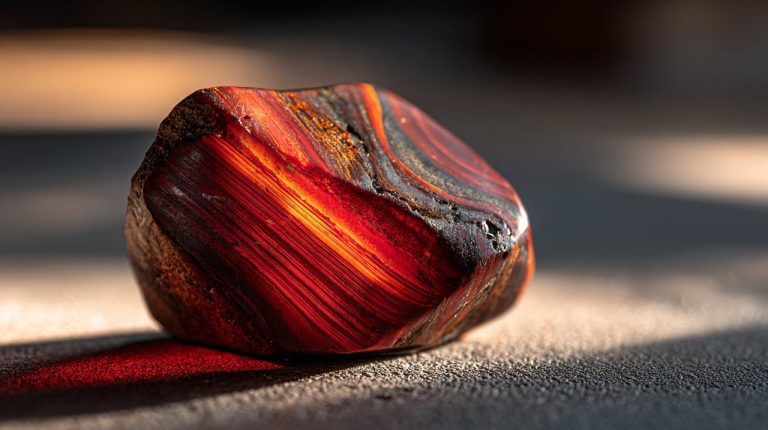 A vibrant red jade stone, showcasing its natural beauty.