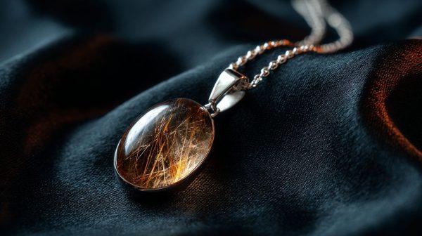 Un collar con colgante de Cuarzo Rutilado