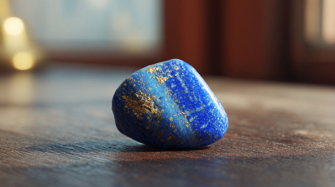 A small, irregular Lapis Lazuli stone